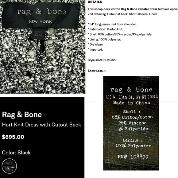 Rag & bone Hart knit sweater dress cutout back xs - Picture 6 of 8